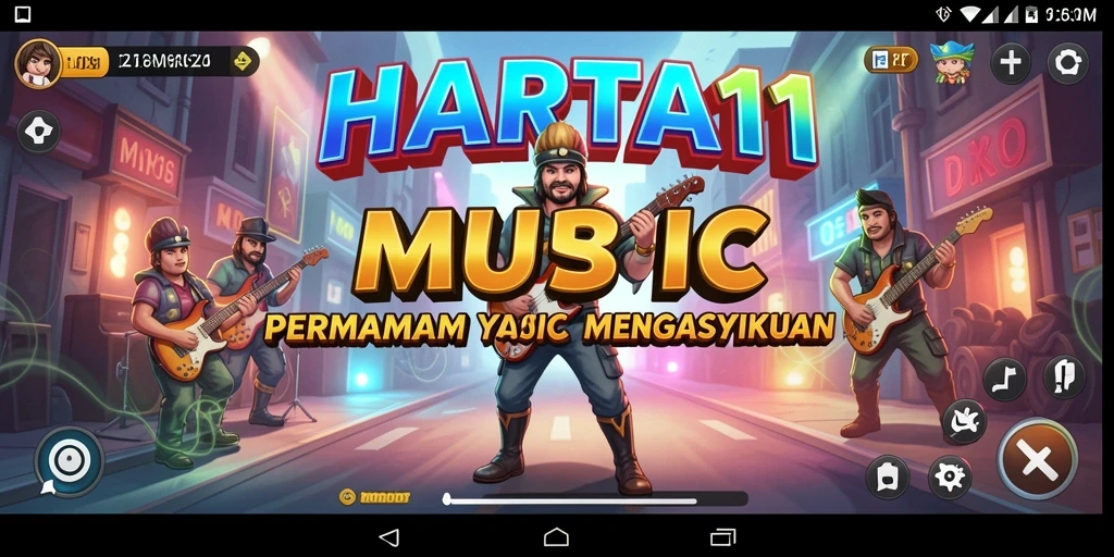 Tampilan seru saat bermain HARTA11 dengan berbagai lagu musik.
