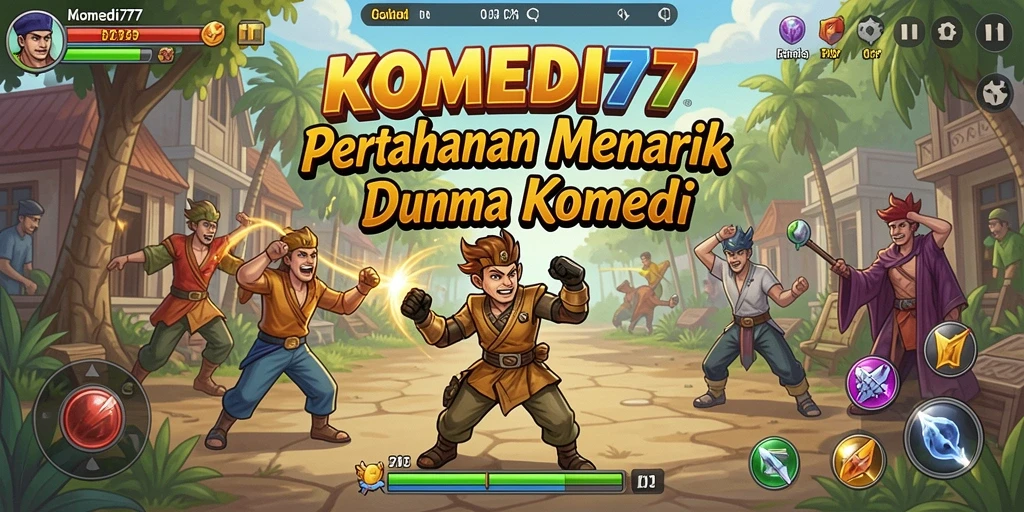 Tampilan menarik dari gameplay Tower Defense di KOMEDI77.