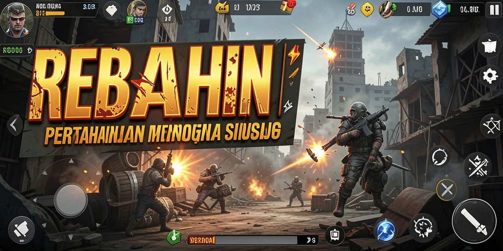Tangkapan layar gameplay dari REBAHIN yang menampilkan pertahanan menara.