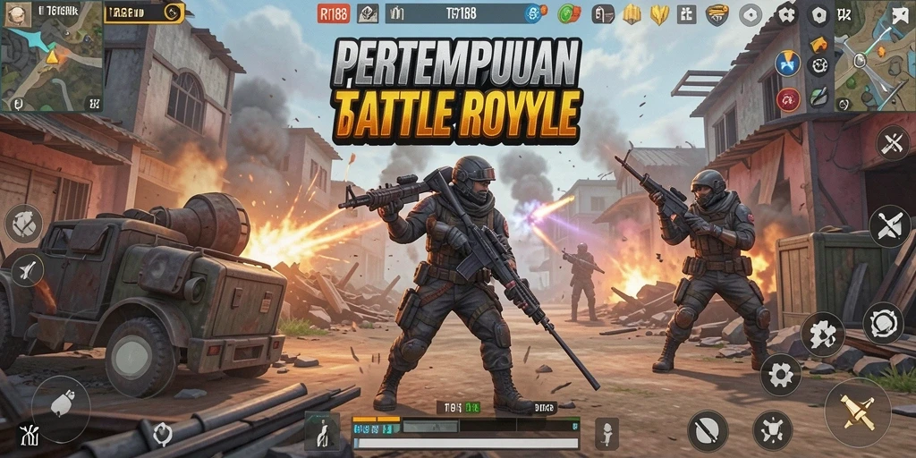 Gameplay seru dan mendebarkan dalam RI188 Battle Royale.